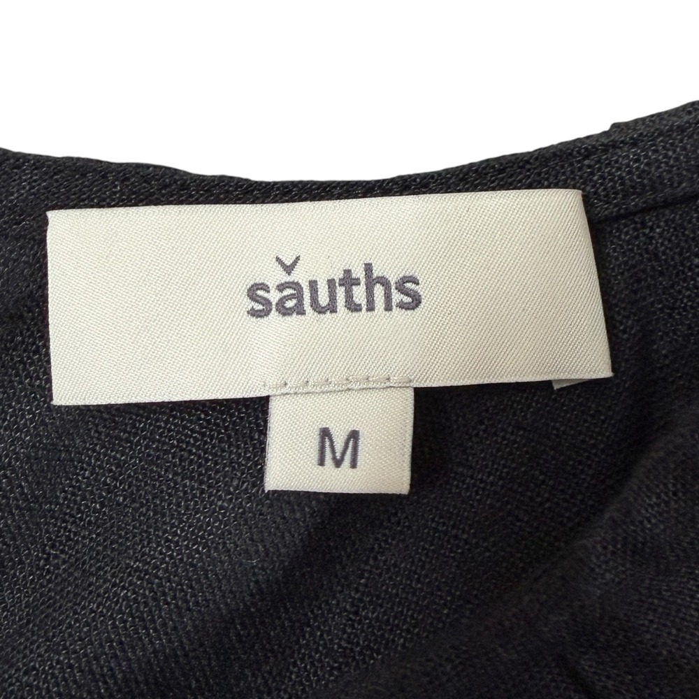 Sauths Black Linen Smock Dress Womens Size M Raglan Long Sleeve Midi Capri - Picture 9 of 13